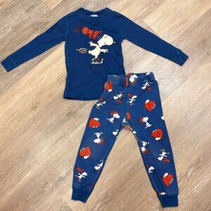 Hanna Andersson Snoopy Skating Long John Pajamas 3T 90